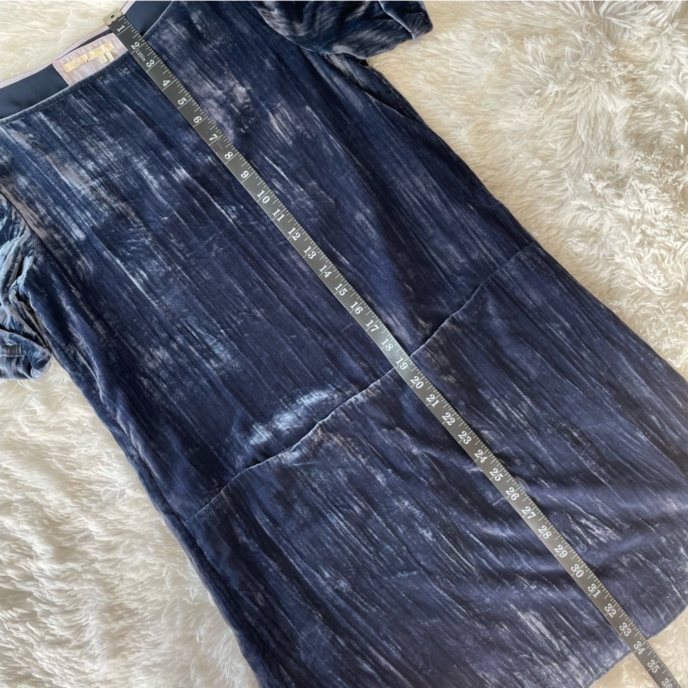 Floreat | Anthropologie Crushed Vevlet Whimsigoth Patch Pocket Navy Shirt Dress - Picture 8 of 11